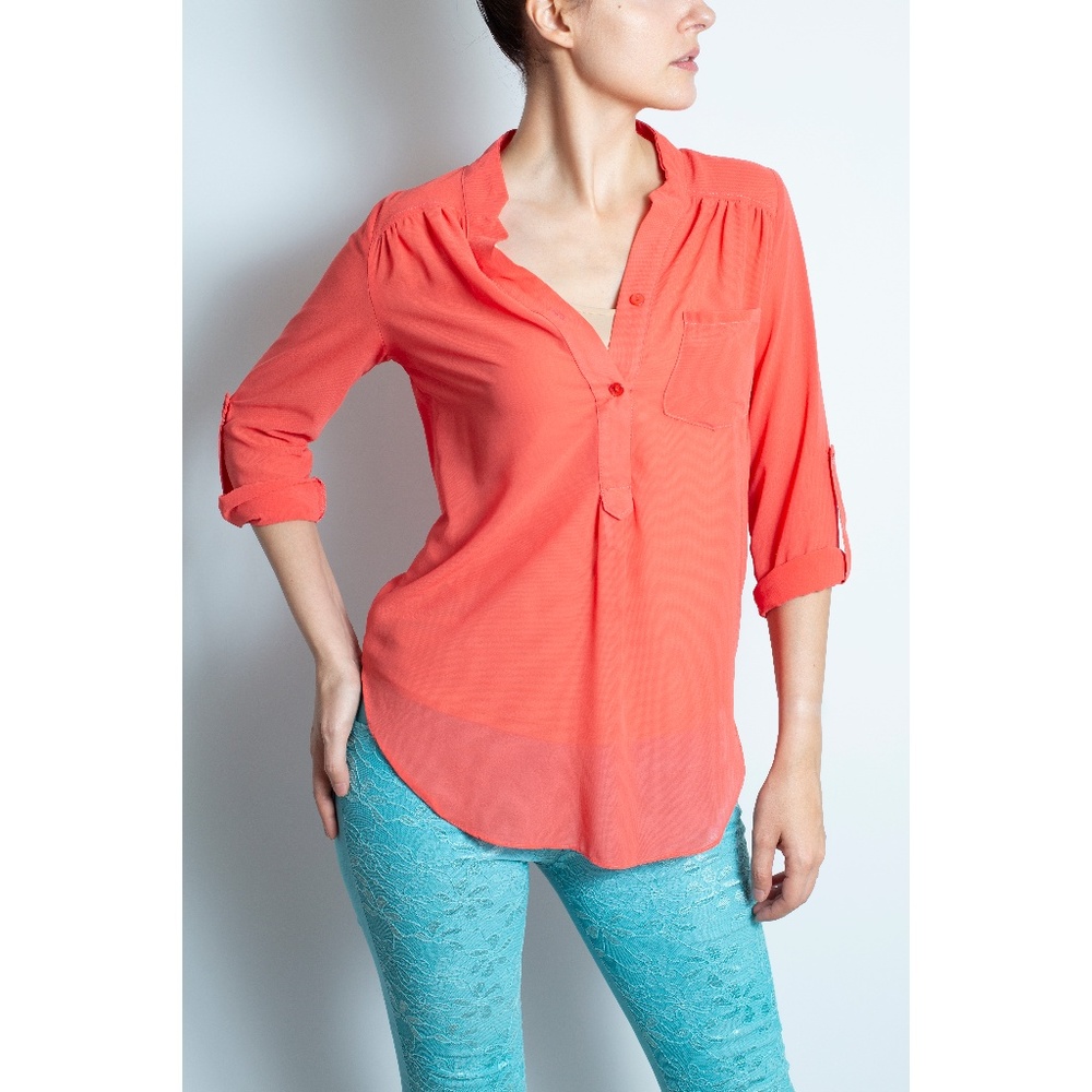 DAY & NIGHT Orange Women's Dress Shirt Size S